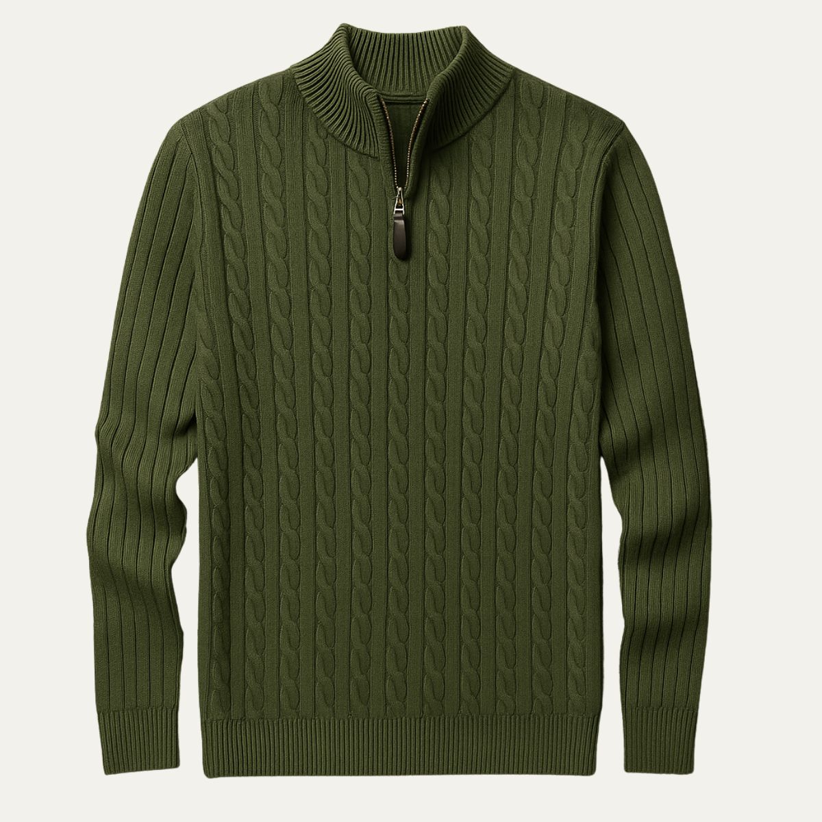 Den Bekväma Wells Kabelstickade Quarter Zip- / Halv-Dragkepskoftan för Snygg Komfort