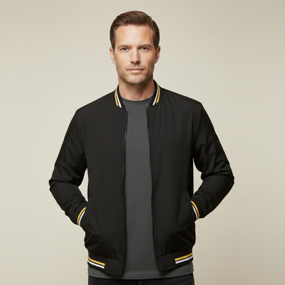 The Balmoral Bomber: Slim Fit Casual Huvtröja med dragkedja för en stilfull och bekväm look
