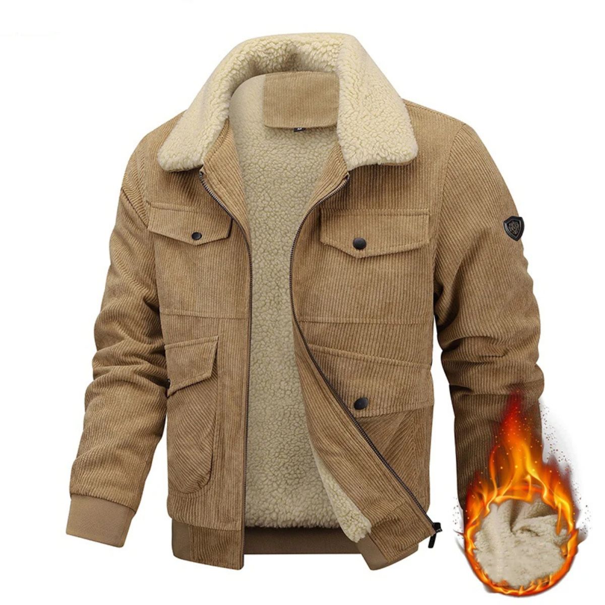 Vintage herrskorduroyjacket med mysig fleecefoder från Tallinn