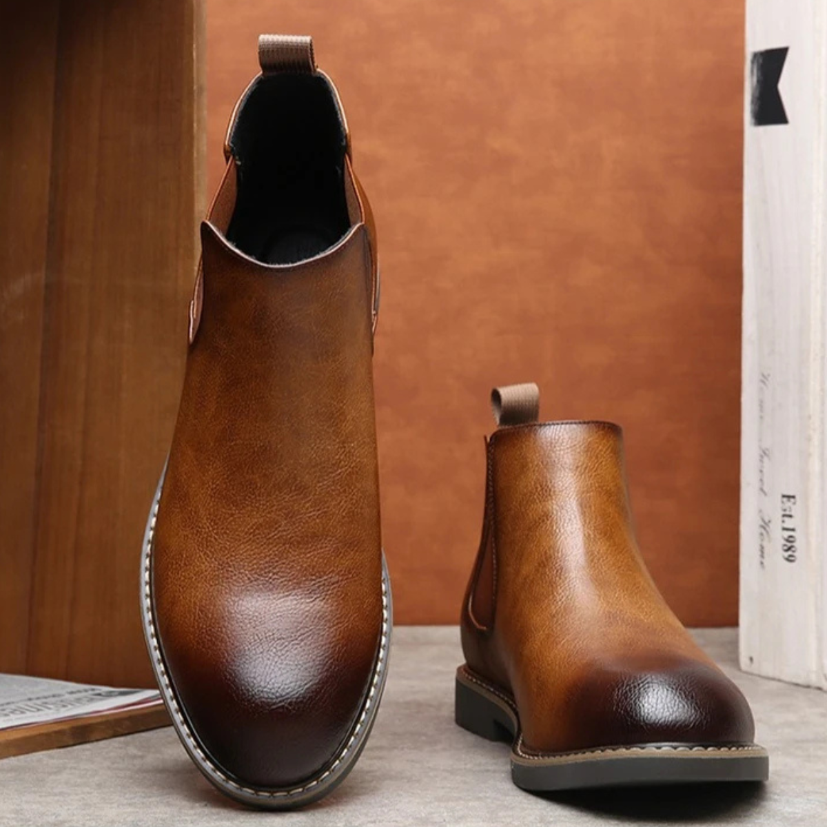 The Vernaccia - Herr Retro Stil Spetsig Tå Ankelskinnskor