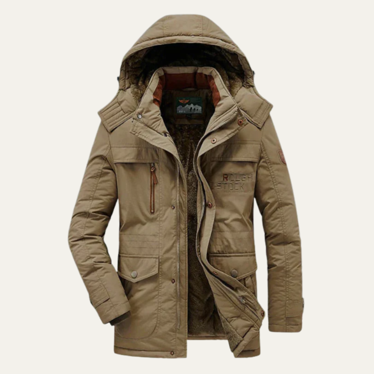 The Fairfield - Herr Vinter Varm Fleecefodrad Huva Parka Jacka