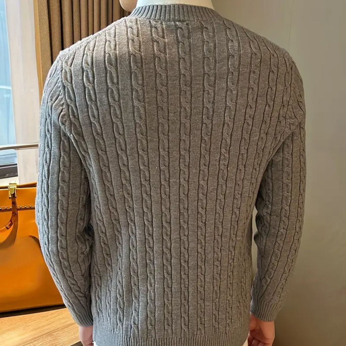 Pull En Molleton En Laine Mérinos En Cachemire Versailles pour Hommes - Gris