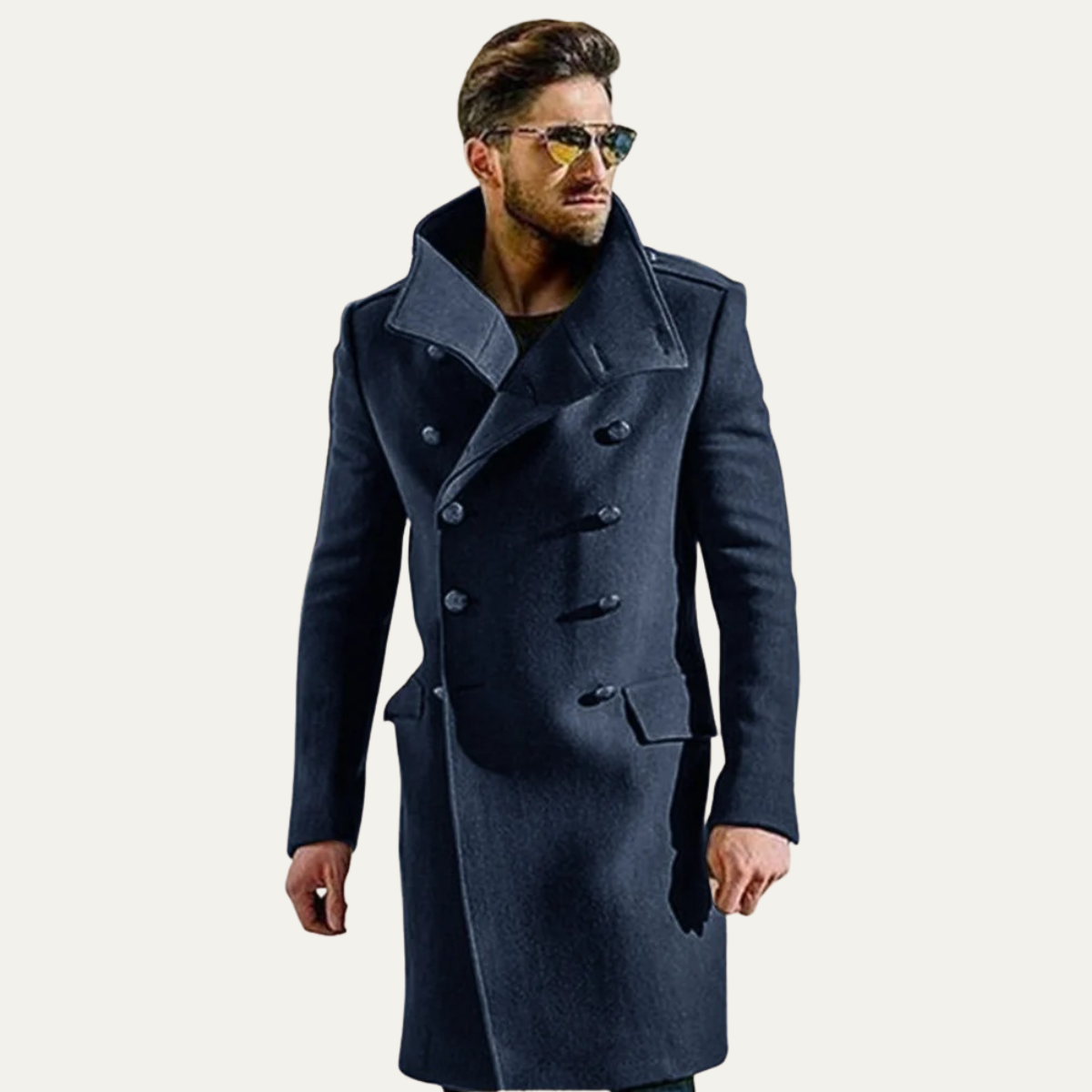 The Dunhill - Herr Elegant Dubbelknäppt Lång Ull Trench Coat