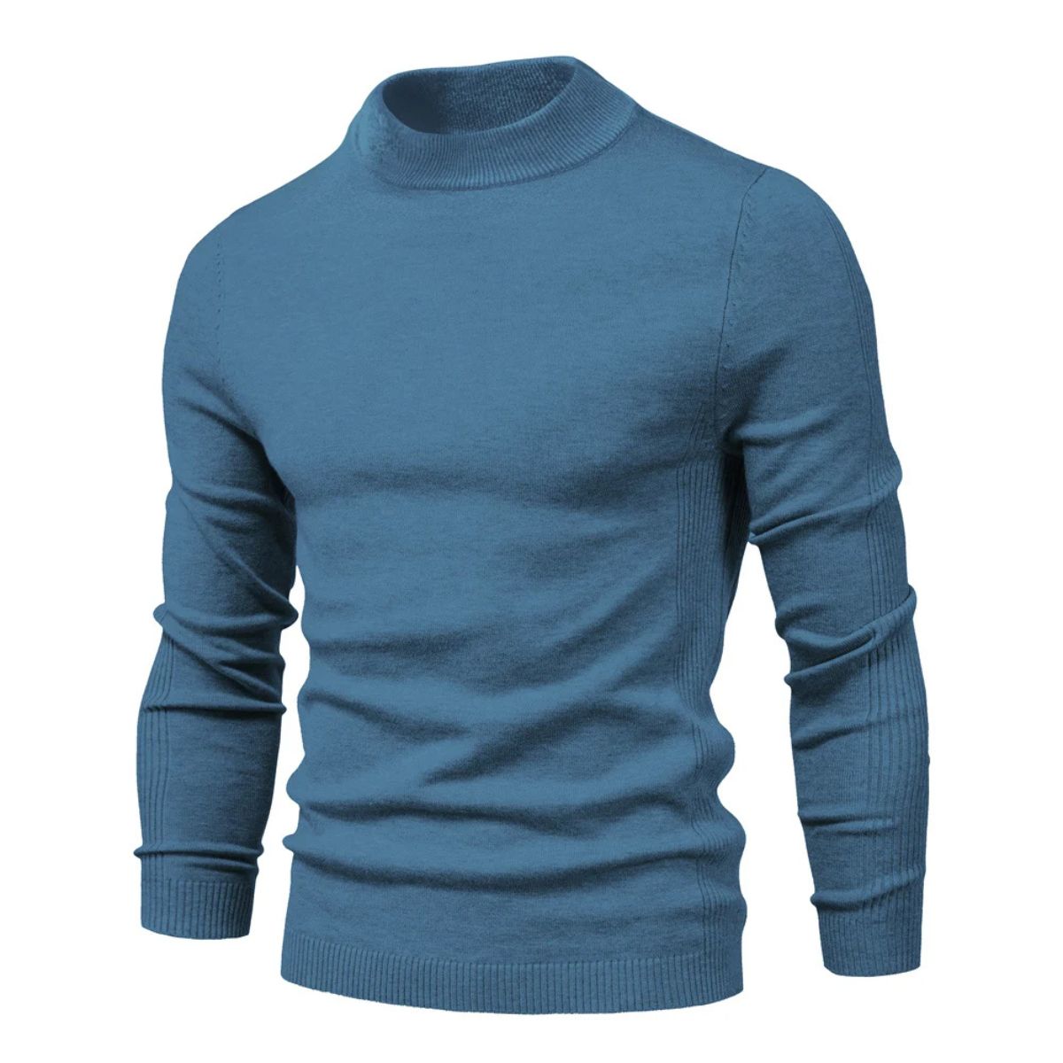 Henley-pullover med rullekrage för herrar, klassisk stil och ultimat komfort