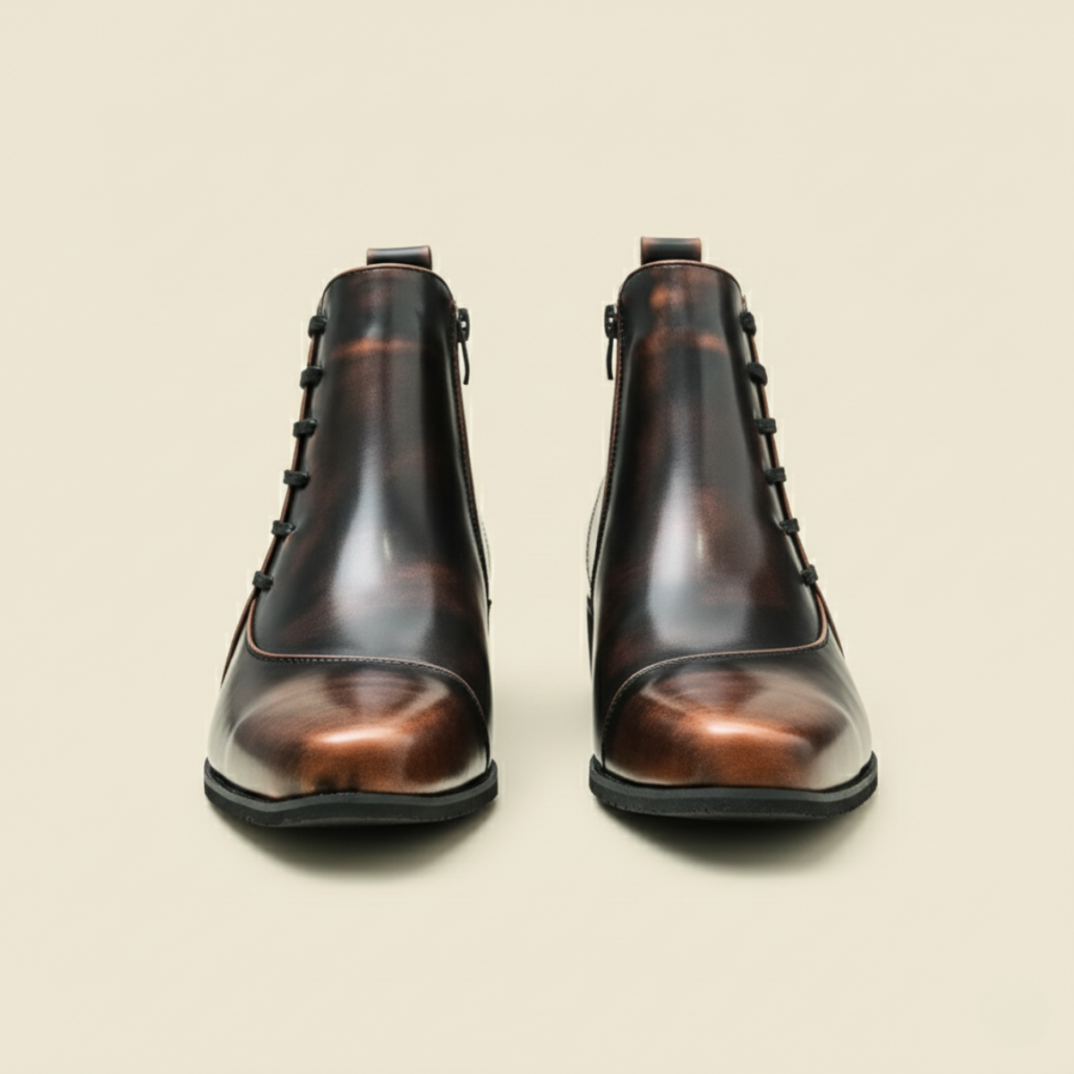 The Paisley - Klassiska läderkängor med dragkedja på sidan för herr