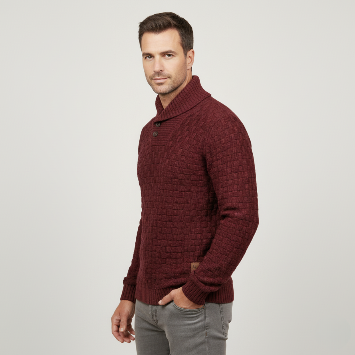 Herrer Brighton chunky knit pullover med knappar