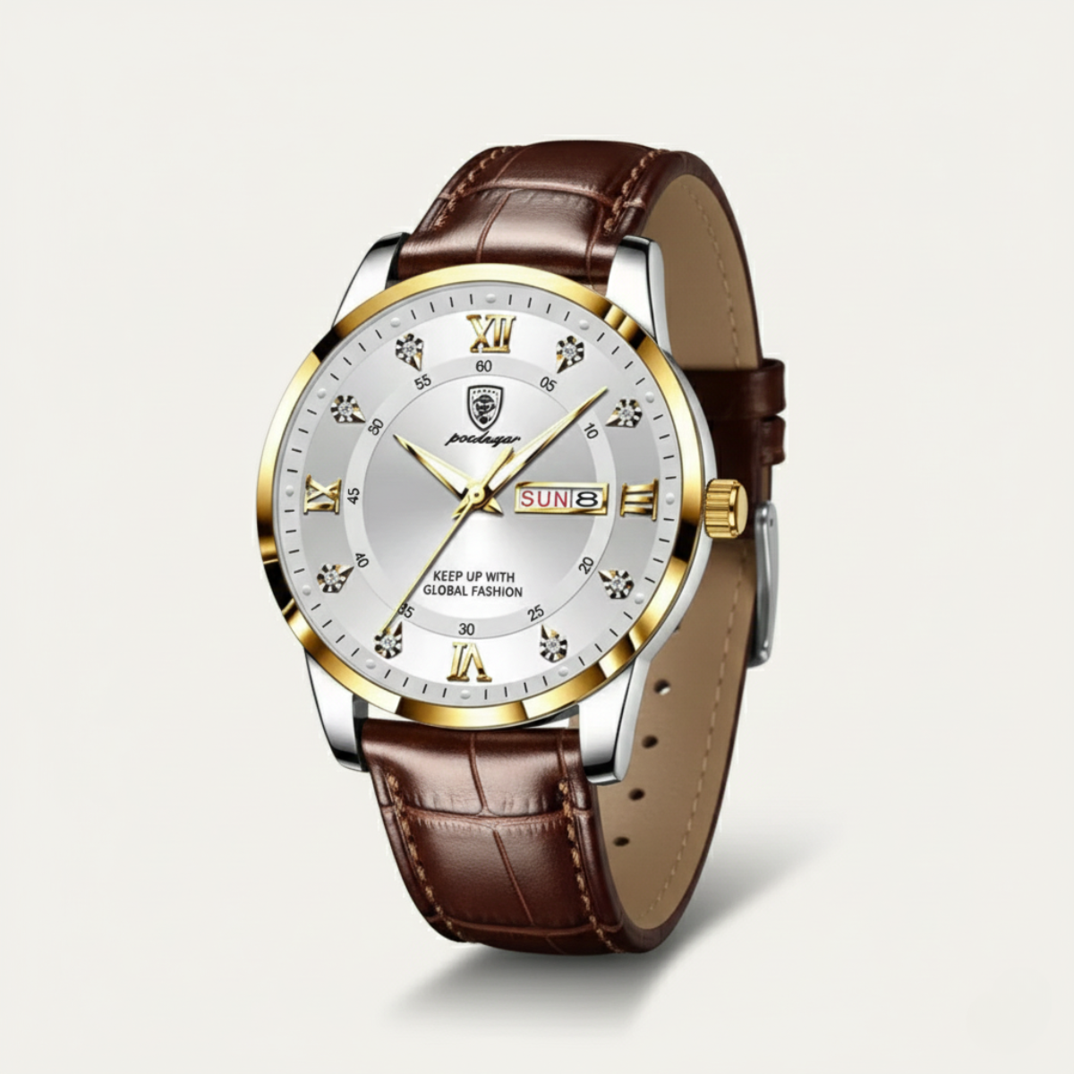 Lyxig Klassisk Paris Night Herrklocka med Premium Läderarmband