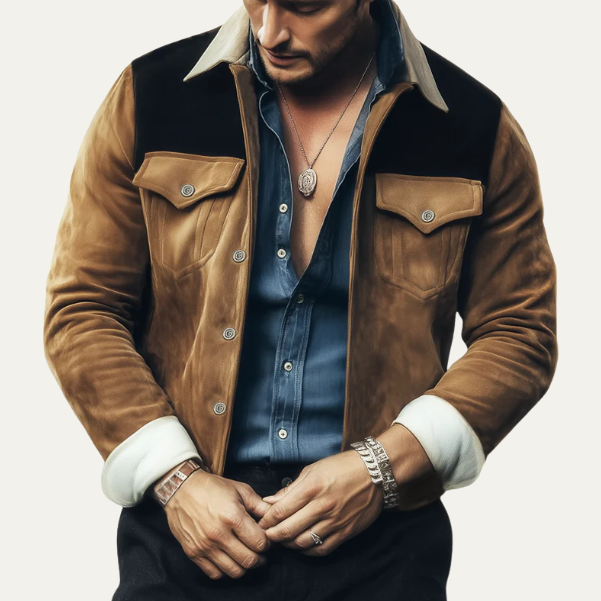 Vintage jagterpvest för män Dakota i brunt hårdhet och klassisk stil