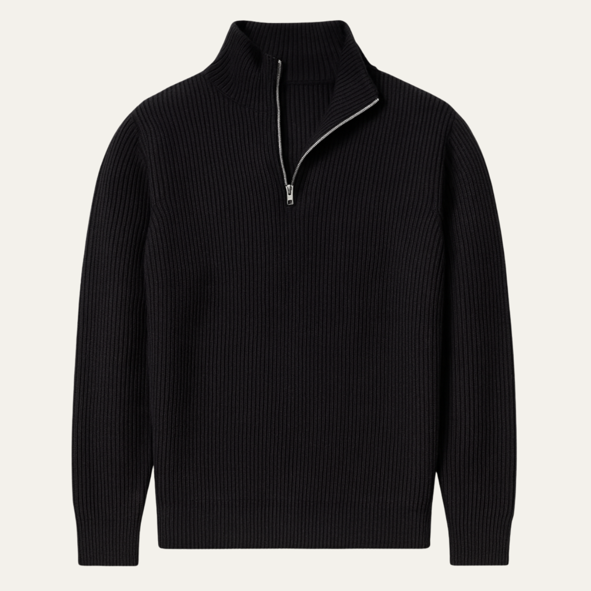 Edinburgh Herrar Mysig Quarter Zip Ribbstickad Casual Tröja