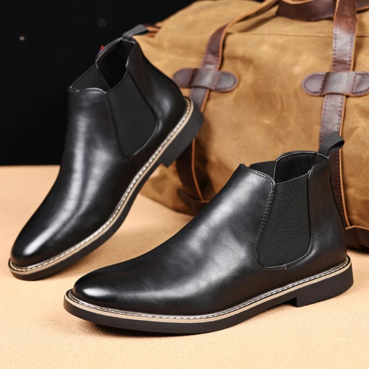 The Bergamo - Herr Slip On Vintage Läder Chelsea Stövlar