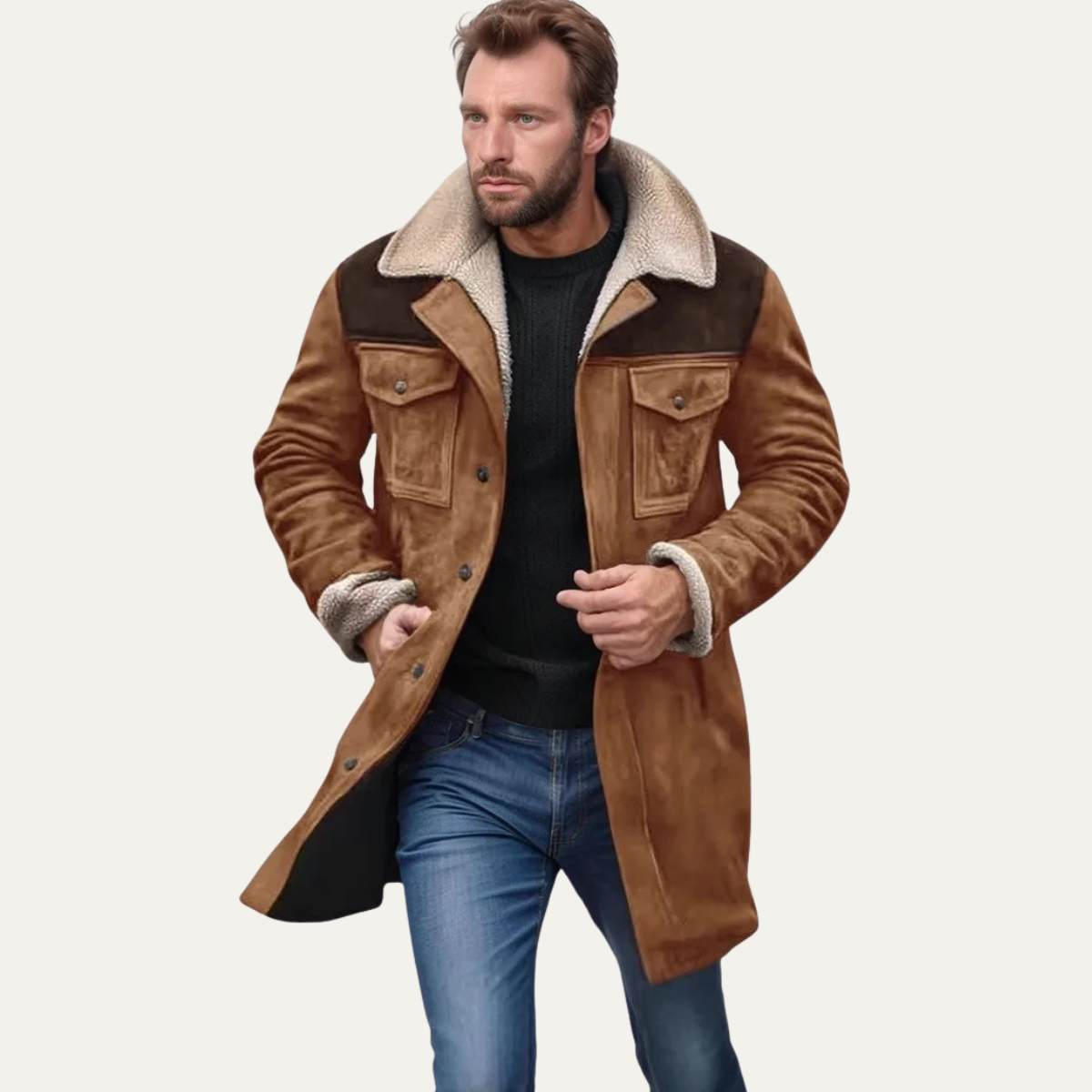 The Crestview - Herr Vintage Shearling Fodrad Varm Vinterjacka