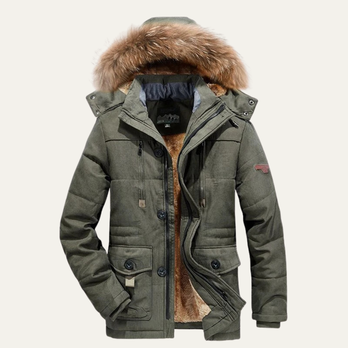 The Westbridge - Herr Tjock Fleece Huva Varm Parka Jacka
