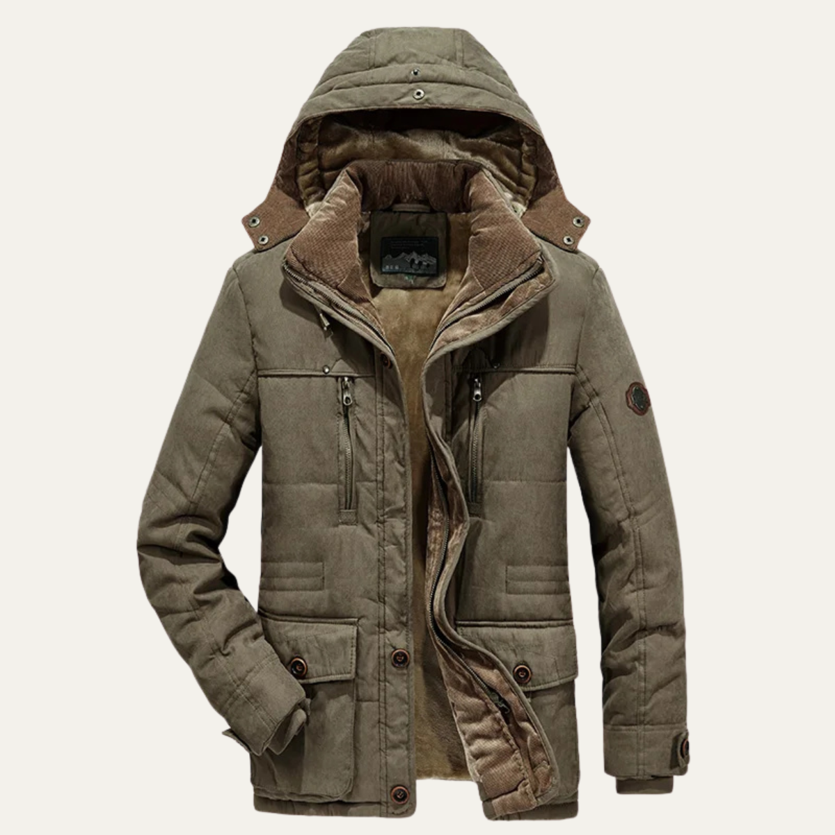 The Cormont - Herr Tjocka Fleece Huva Vinter Parka Jacka