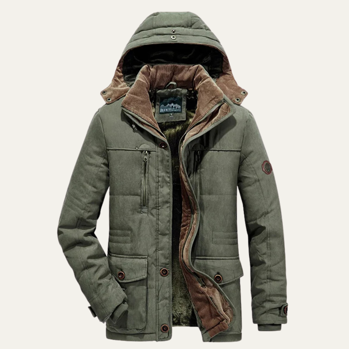 The Cormont - Herr Tjocka Fleece Huva Vinter Parka Jacka