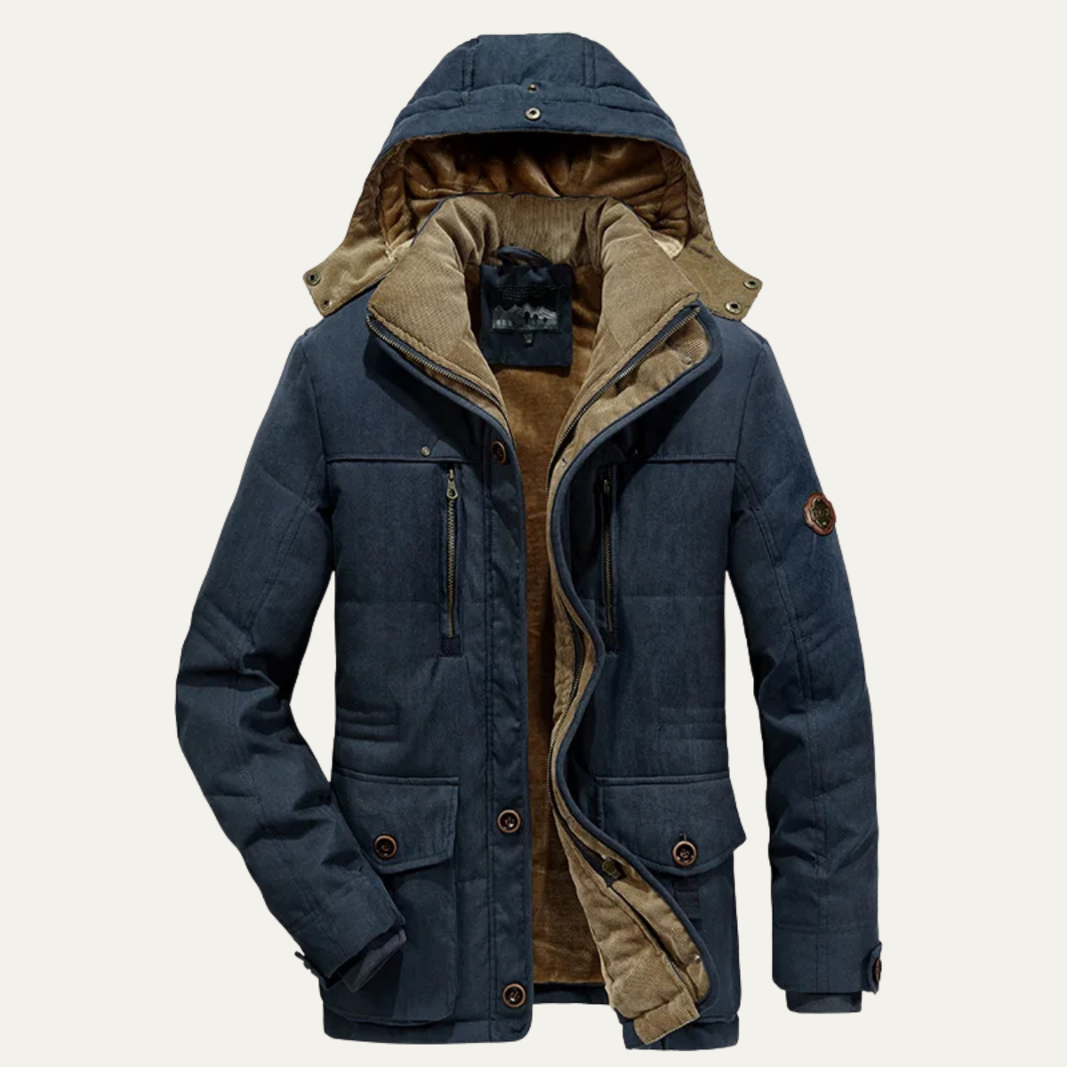 The Cormont - Herr Tjocka Fleece Huva Vinter Parka Jacka