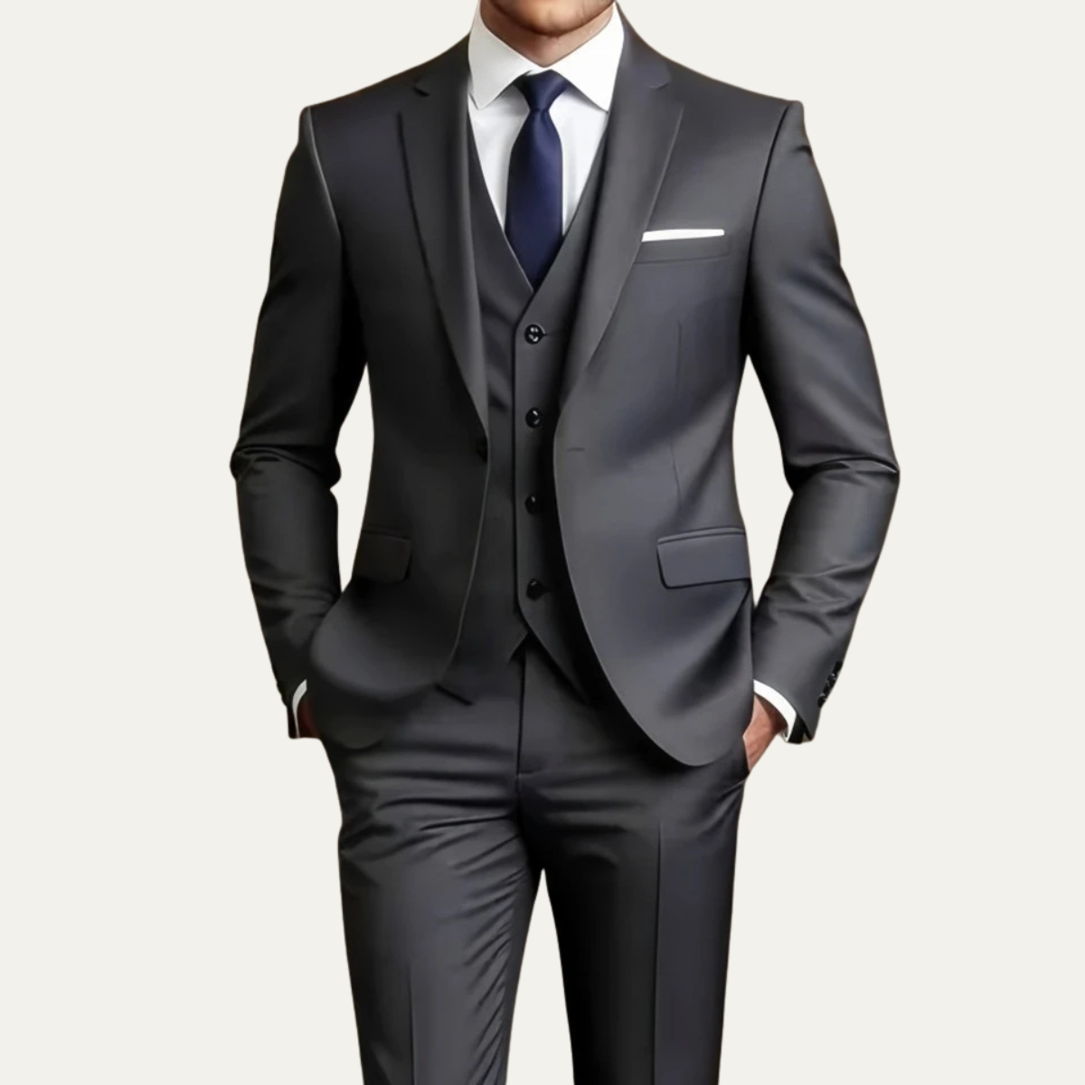 The Trebbiano - Herr 3-delade Kostym – Elegant Slim Fit Formell Smoking Set