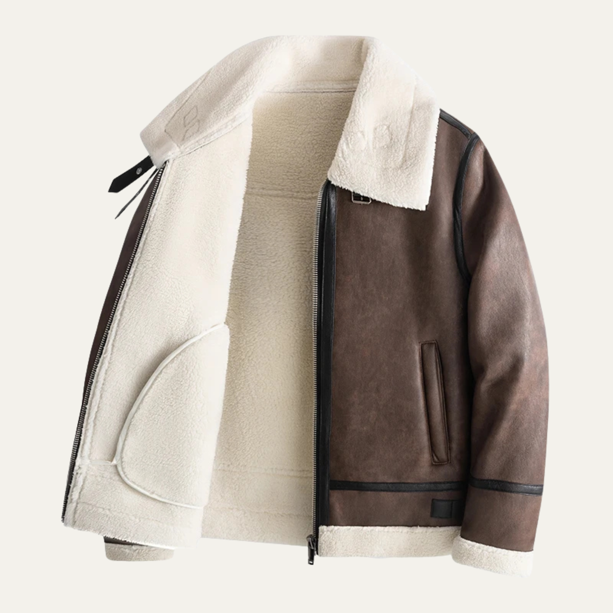 The Fairview - Herr Retro Läderjacka med Shearling Foder