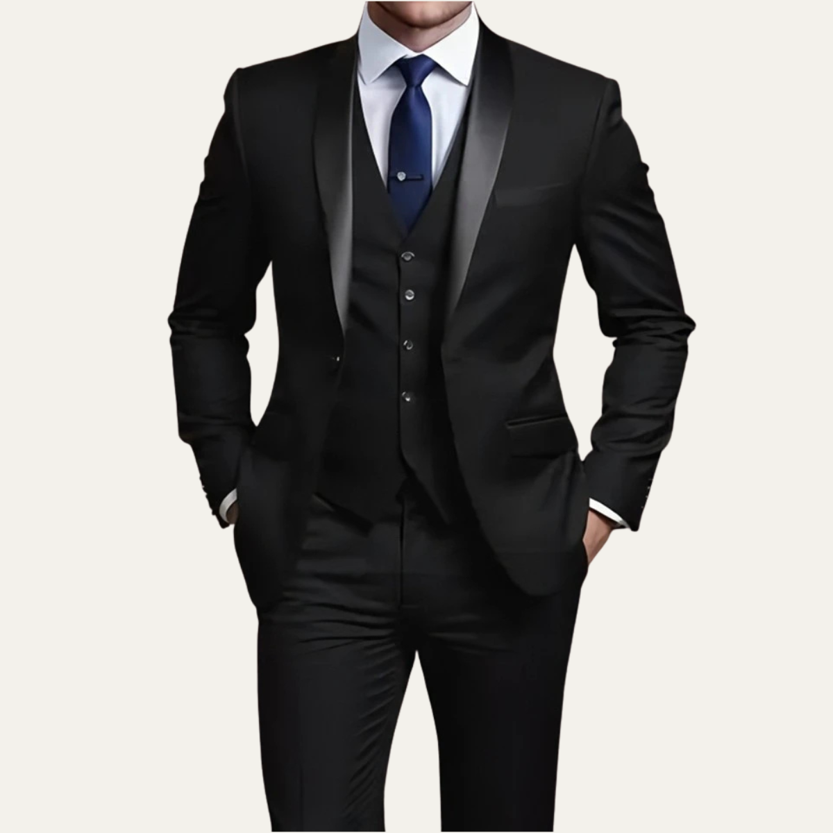 The Trebbiano - Herr 3-delade Kostym – Elegant Slim Fit Formell Smoking Set