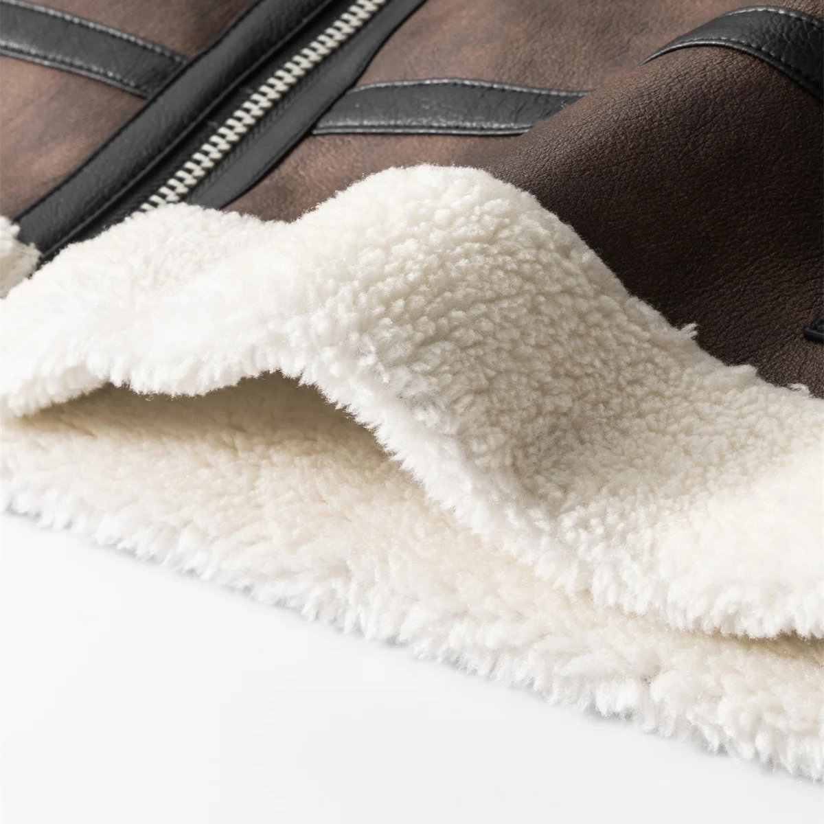 The Fairview - Herr Retro Läderjacka med Shearling Foder