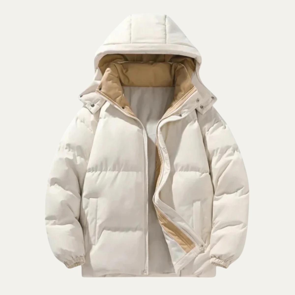 Berlin Herrens hoodie-puffjacka - Vattentät dunparkas för stilfullt skydd