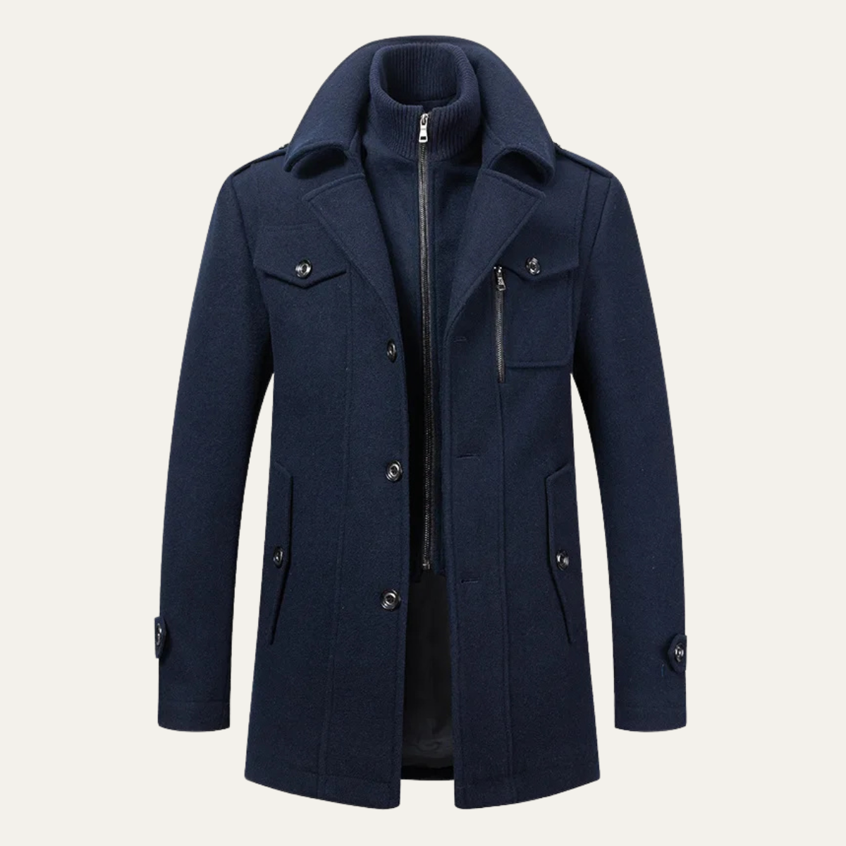 The Edgemont - Herr Dubbelkrage Ullblandning Trench Coat