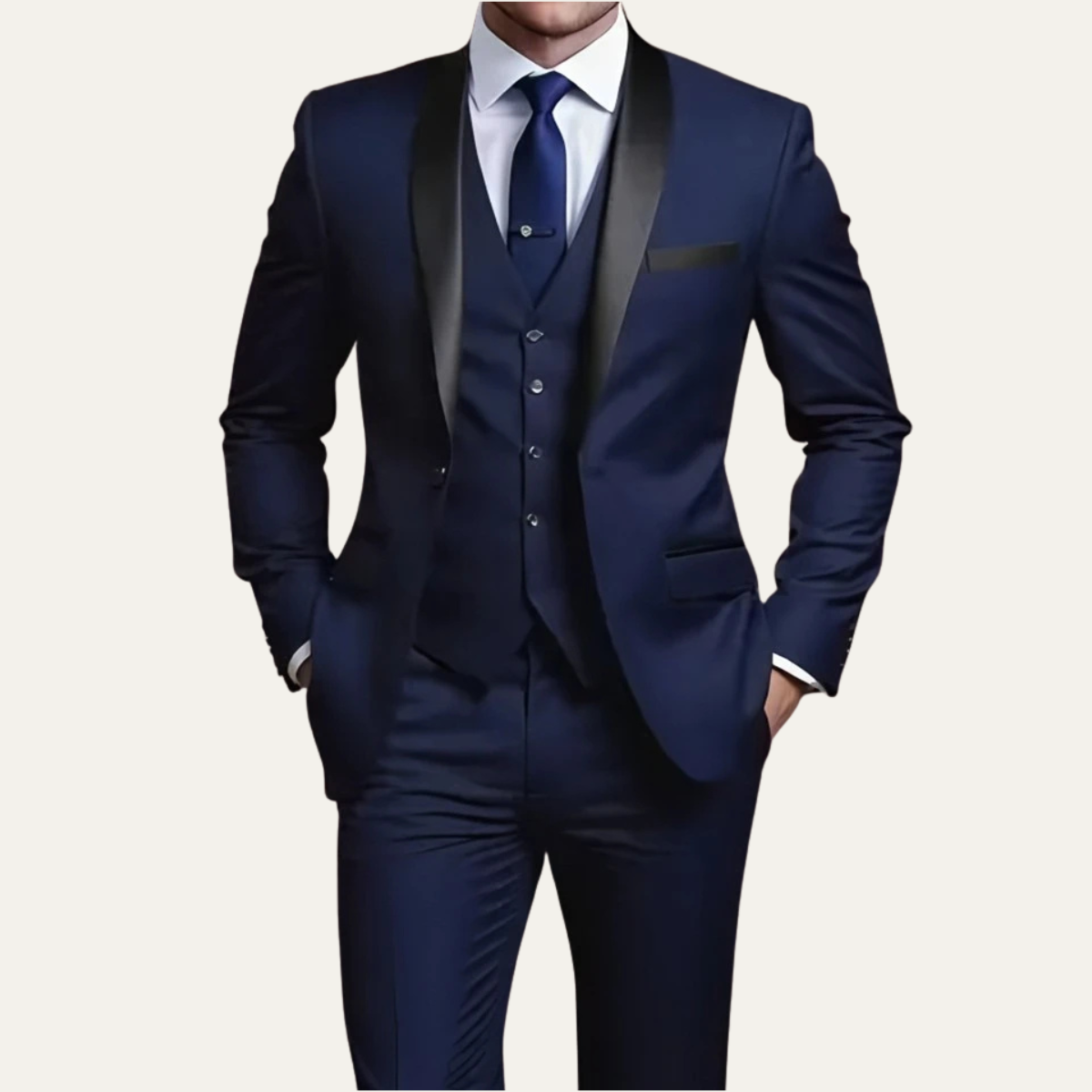 The Trebbiano - Herr 3-delade Kostym – Elegant Slim Fit Formell Smoking Set