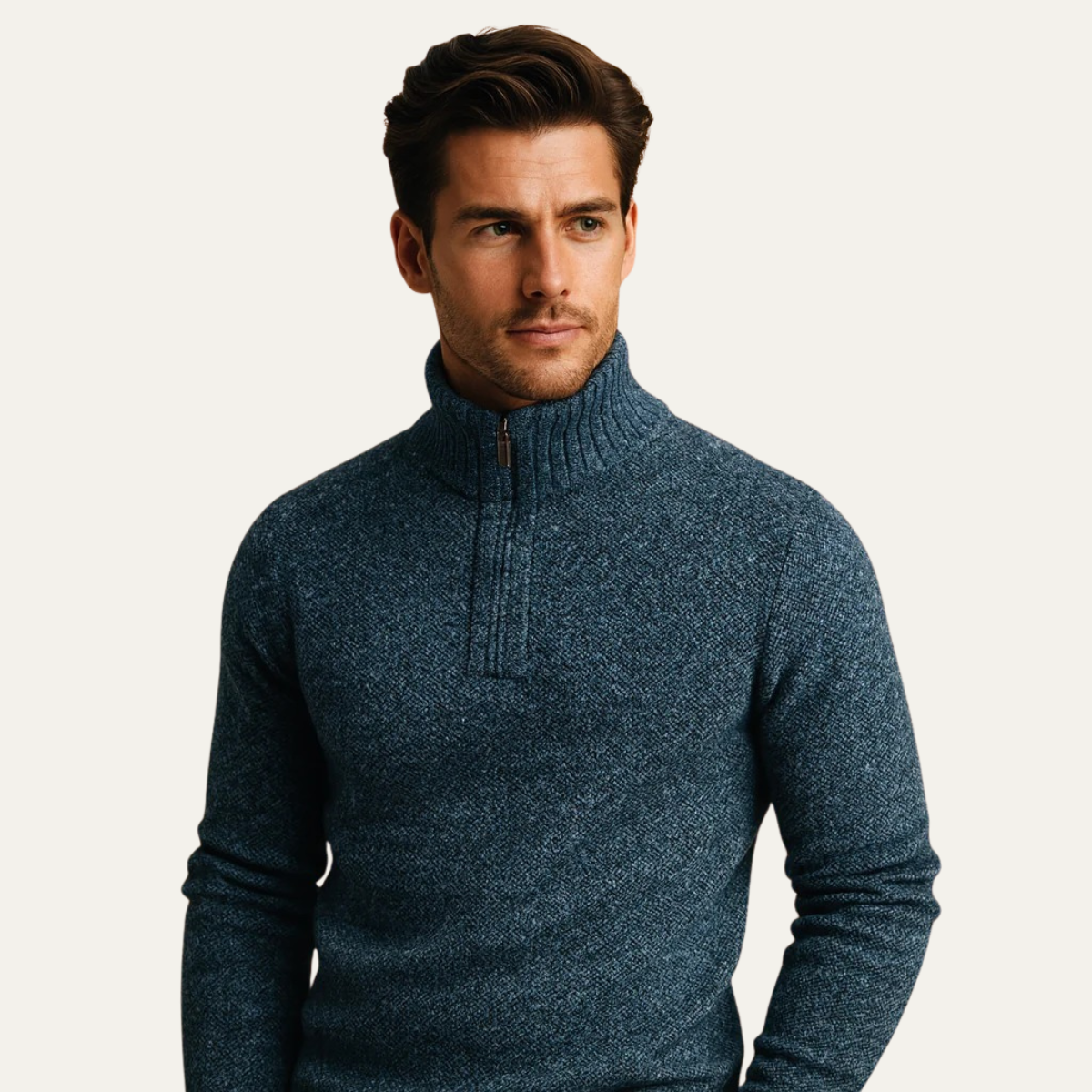 Tröja Jacquard Quatrième de Cou Highland med dragkedja Långärmad Bekväm och Elegant stil