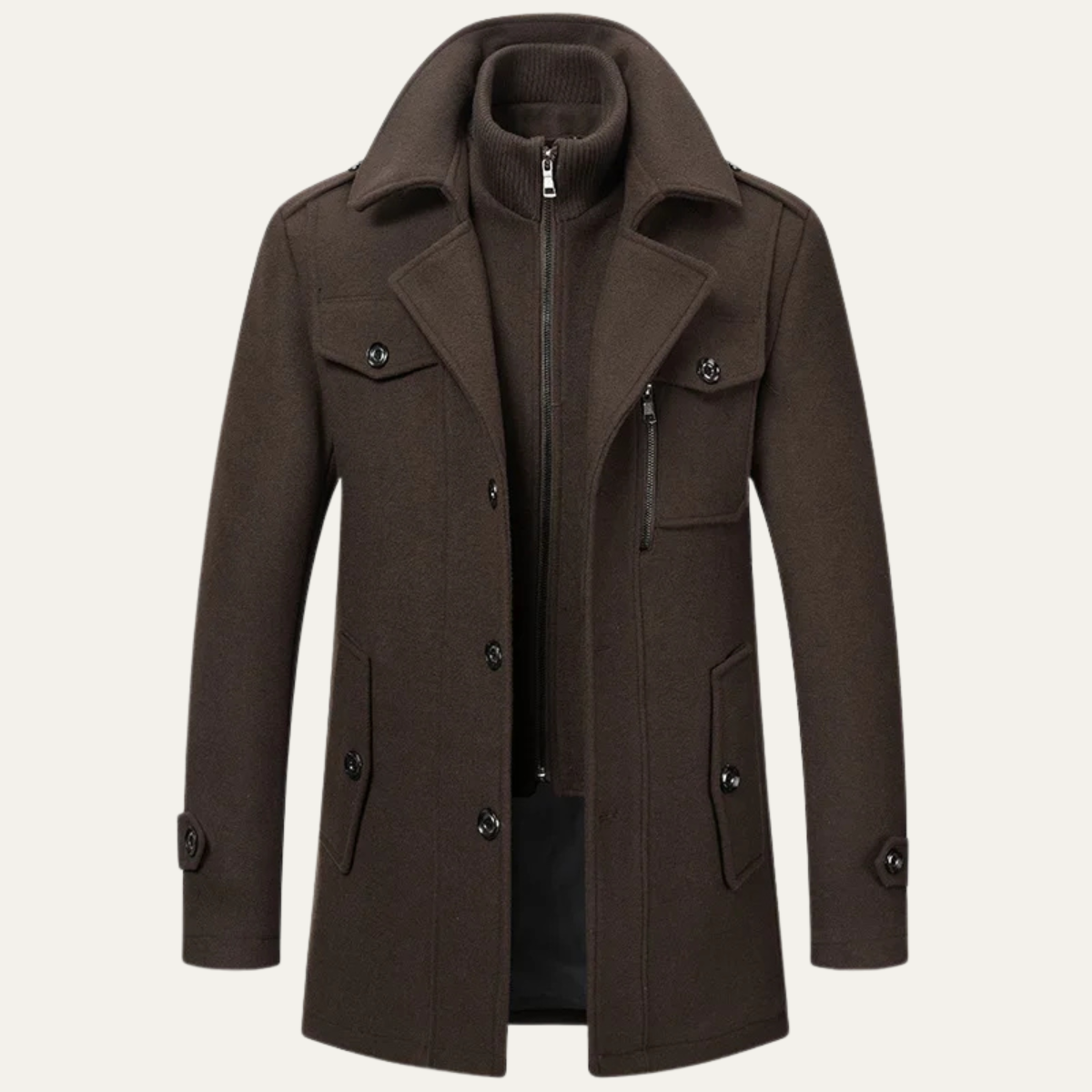 The Edgemont - Herr Dubbelkrage Ullblandning Trench Coat