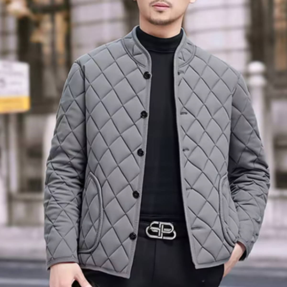 The Springdale - Herrtjock vadderad quiltad vinterjacka med varm fleecefoder