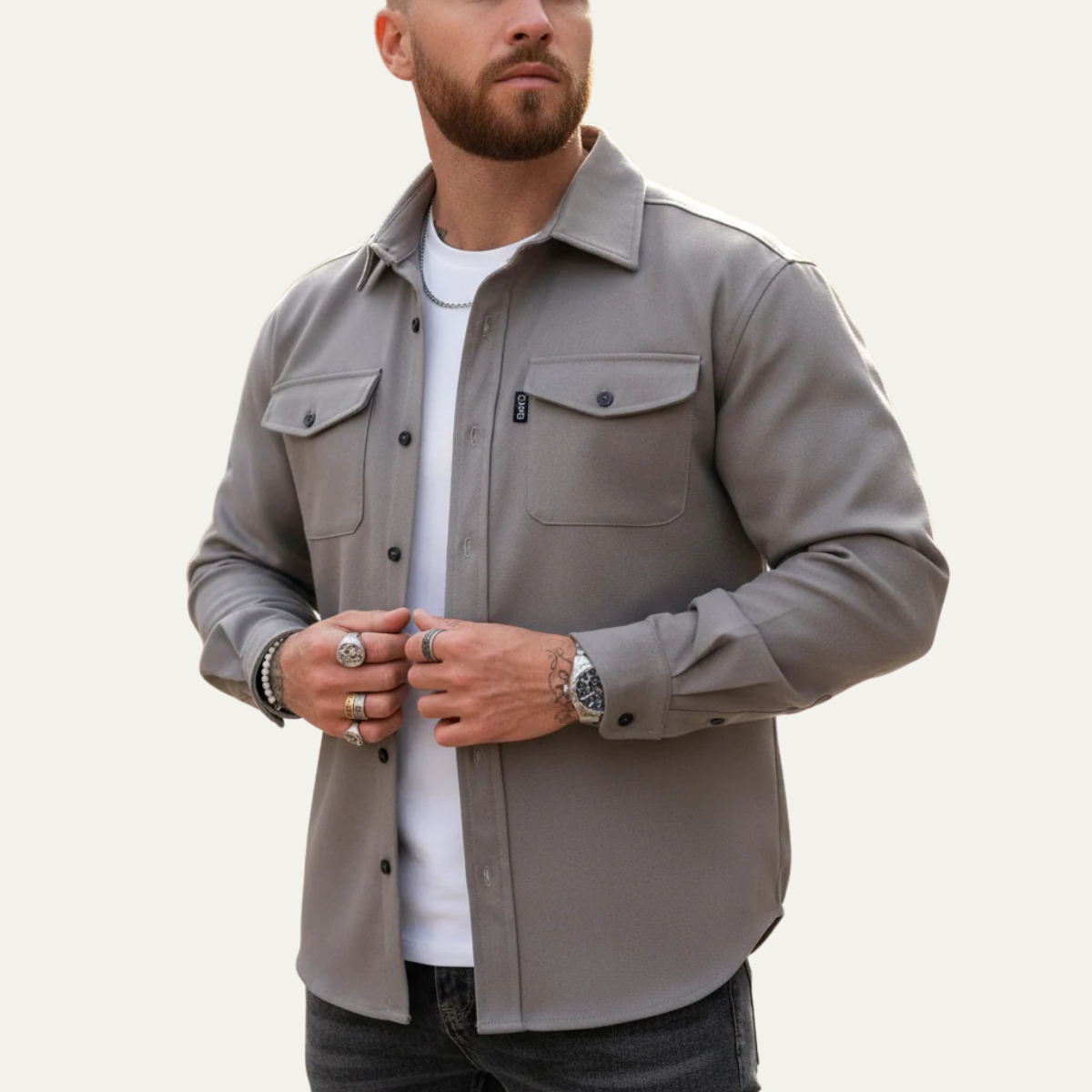 The Crossfield - Herrmodern Knapp-up Bomullsblandning Skjorta