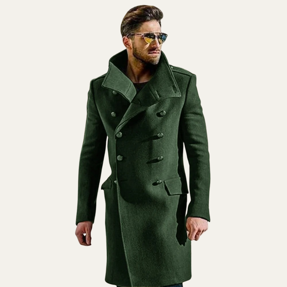 The Dunhill - Herr Elegant Dubbelknäppt Lång Ull Trench Coat
