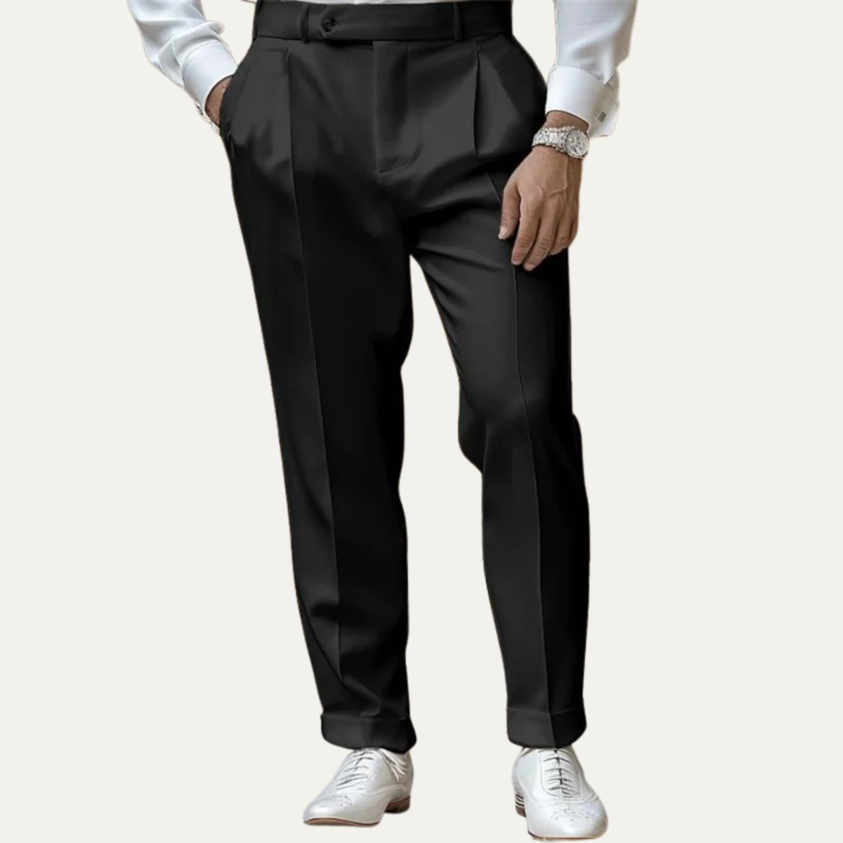 The Cetara - Herr Casual Plisserade Raka Ben Klädpants