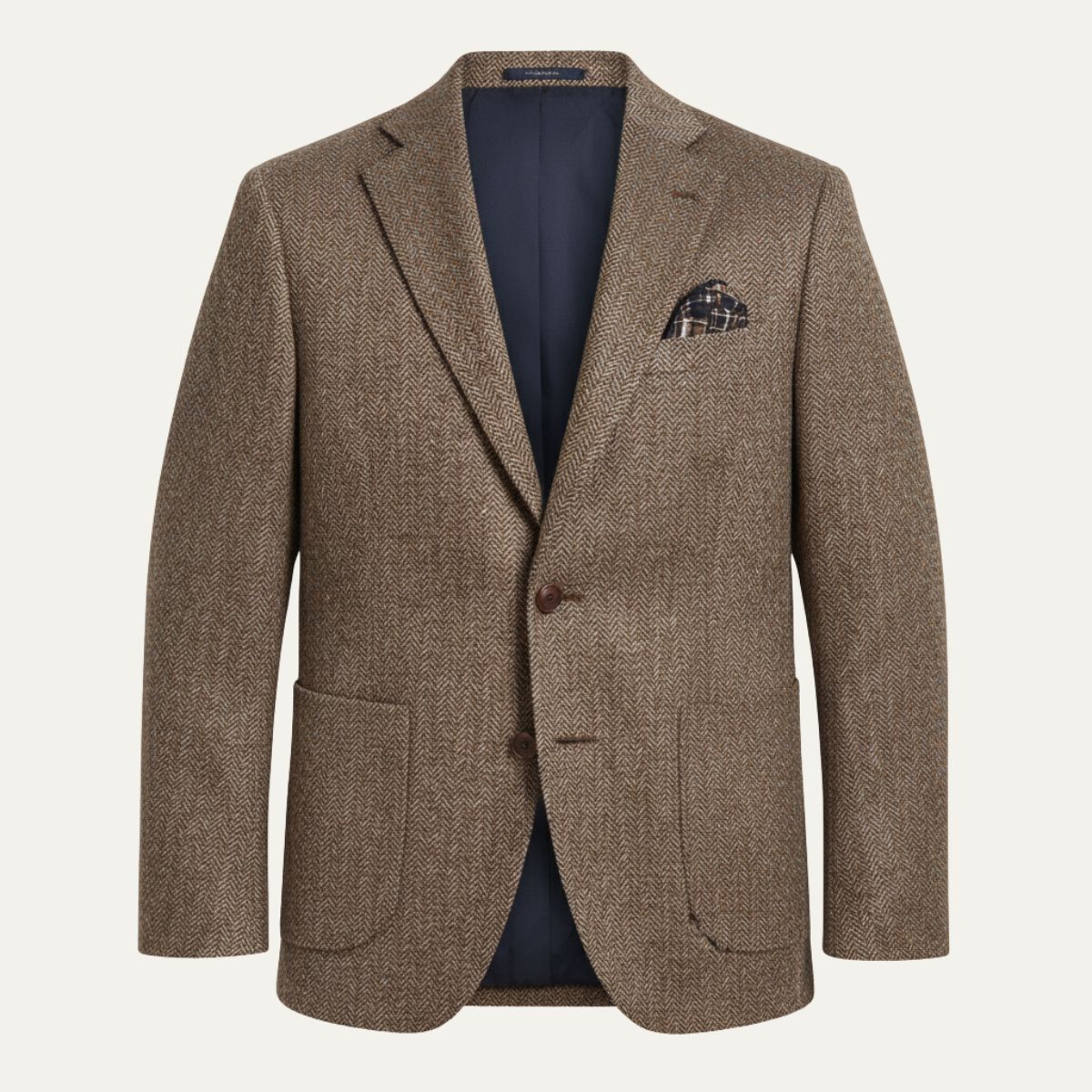 The Gravedona - Herrkontor Herringbone Enkelknäppt Ull Tweed Blazer Jacka