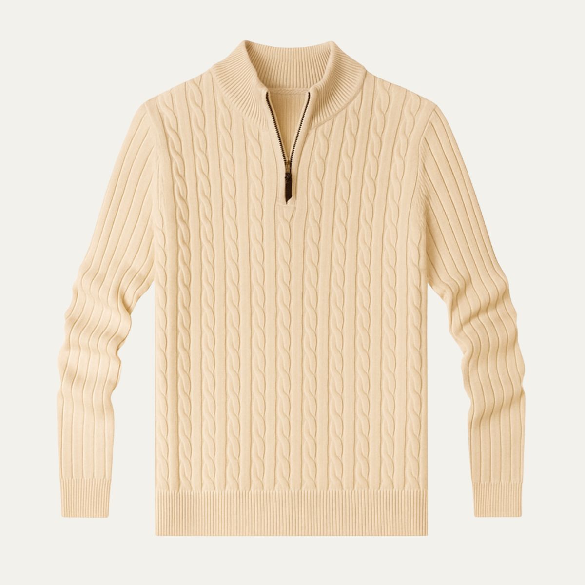 Den Bekväma Wells Kabelstickade Quarter Zip- / Halv-Dragkepskoftan för Snygg Komfort
