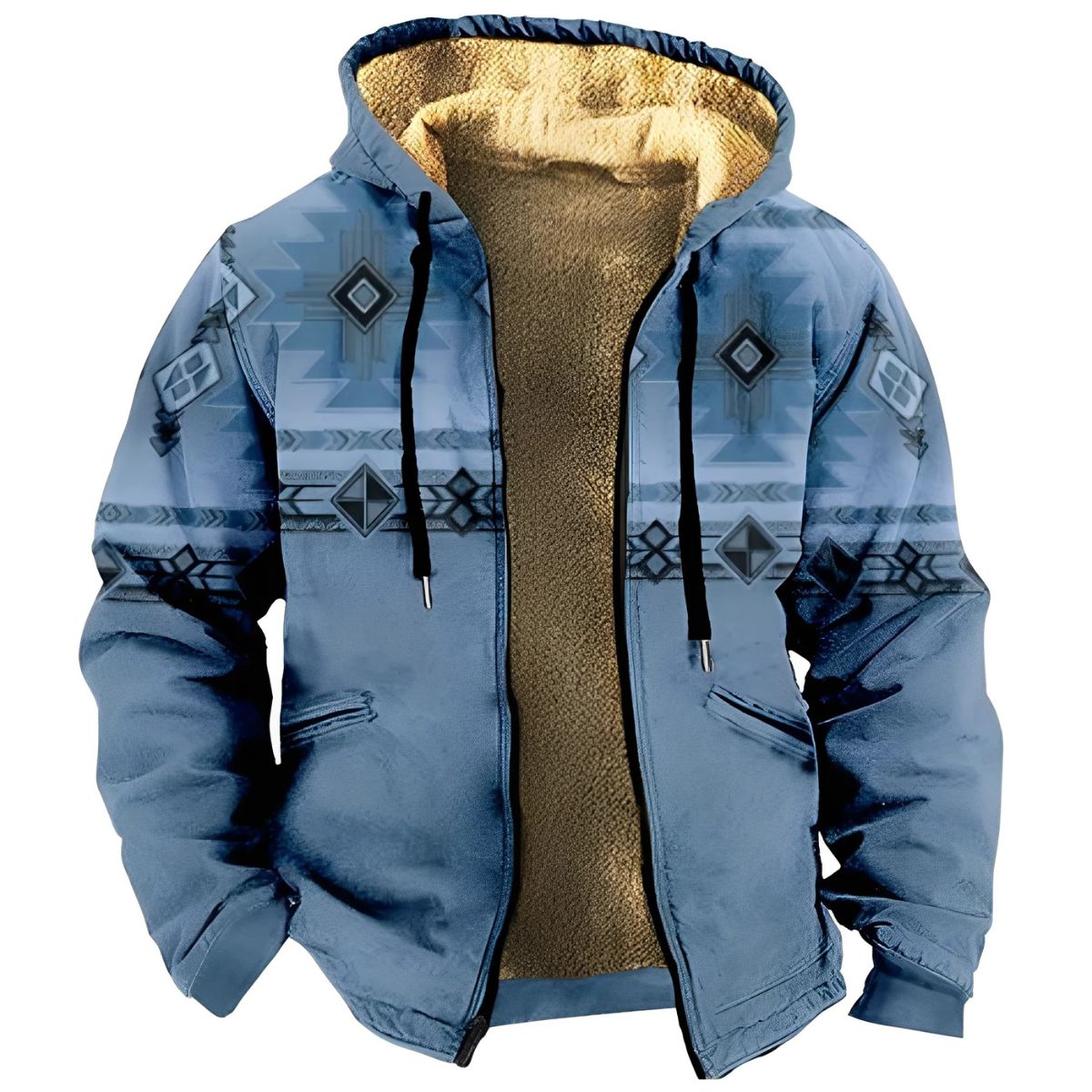 Huvtröja med tribal-tryck – varm casual kappa