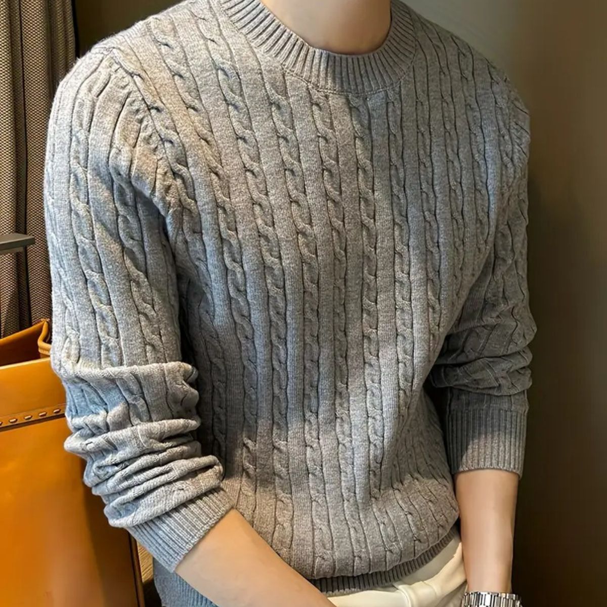 Pull En Molleton En Laine Mérinos En Cachemire Versailles pour Hommes - Gris