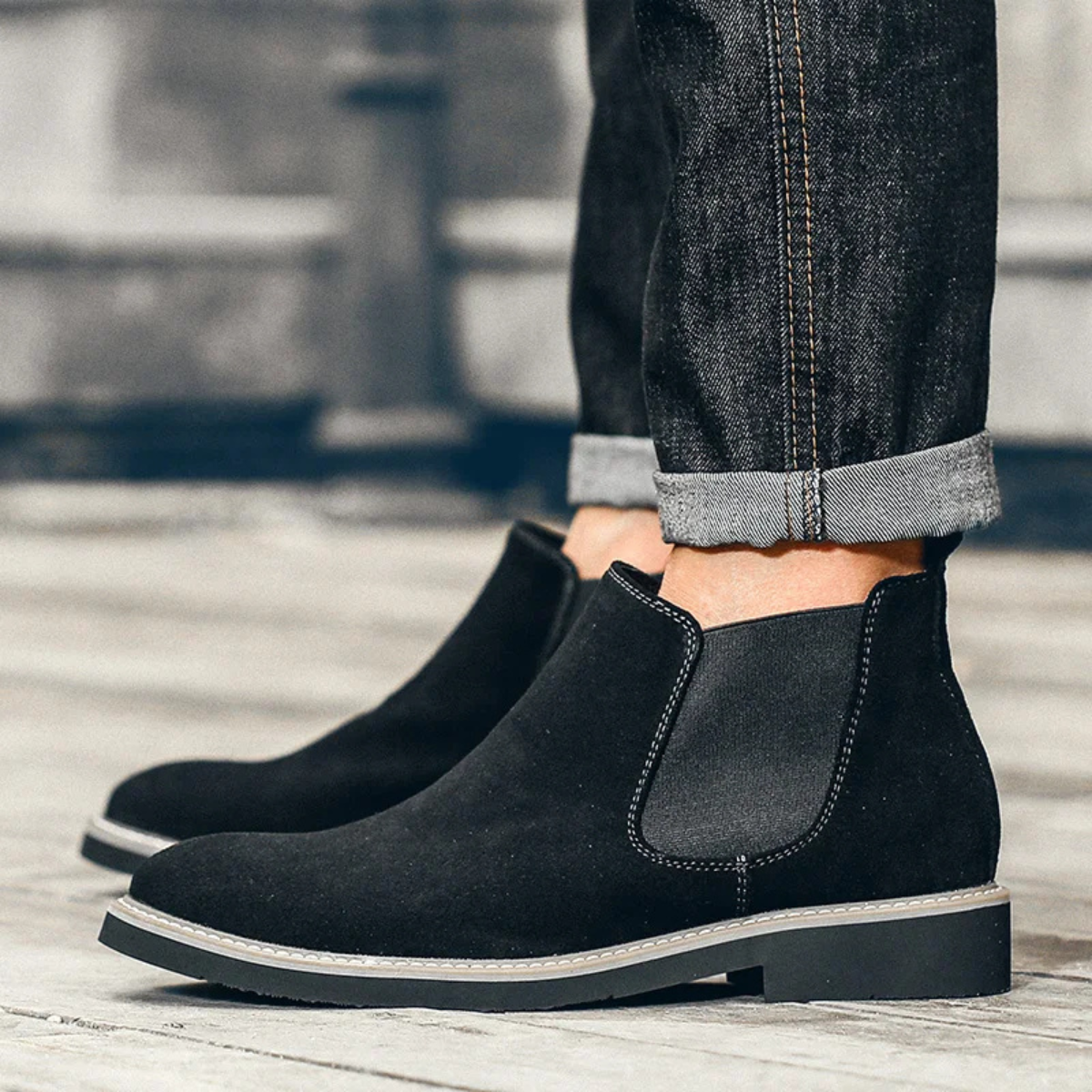 The Prosecco - Herr Trendiga Slip On Mocka Chelsea Biker Stövlar