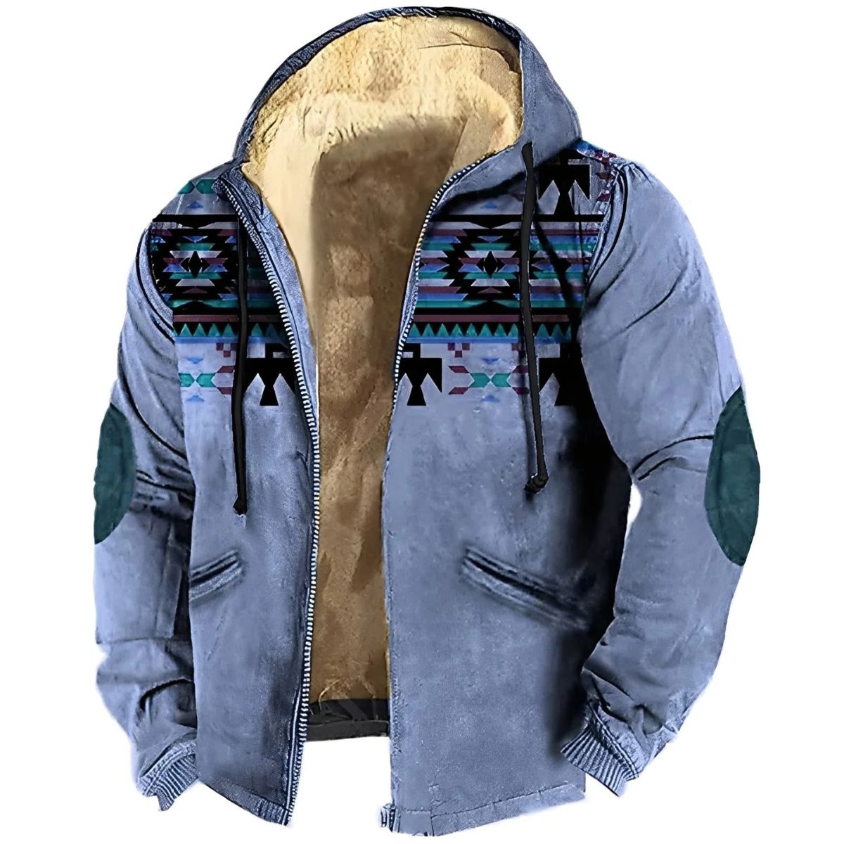 Huvtröja med tribal-tryck – varm casual kappa