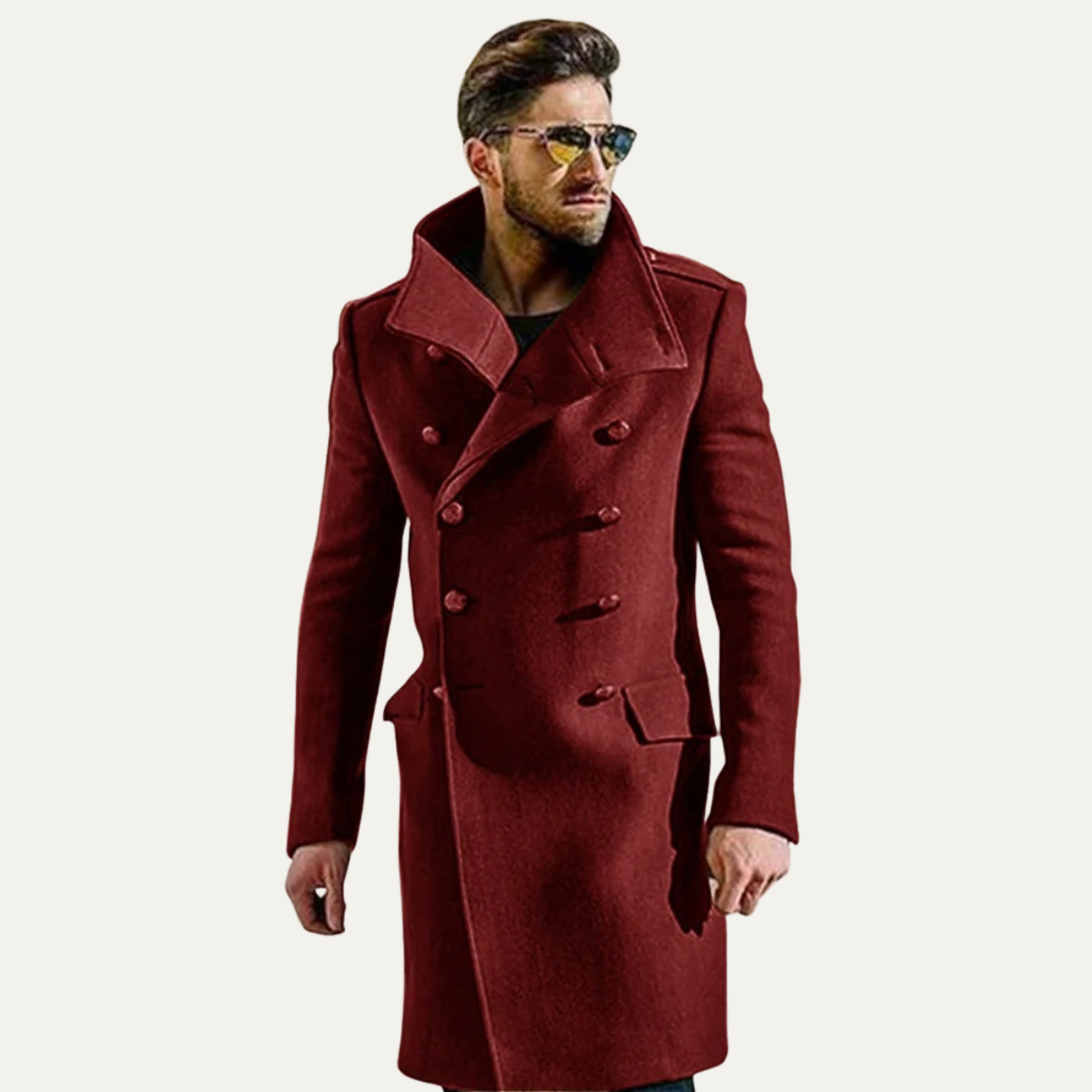 The Dunhill - Herr Elegant Dubbelknäppt Lång Ull Trench Coat