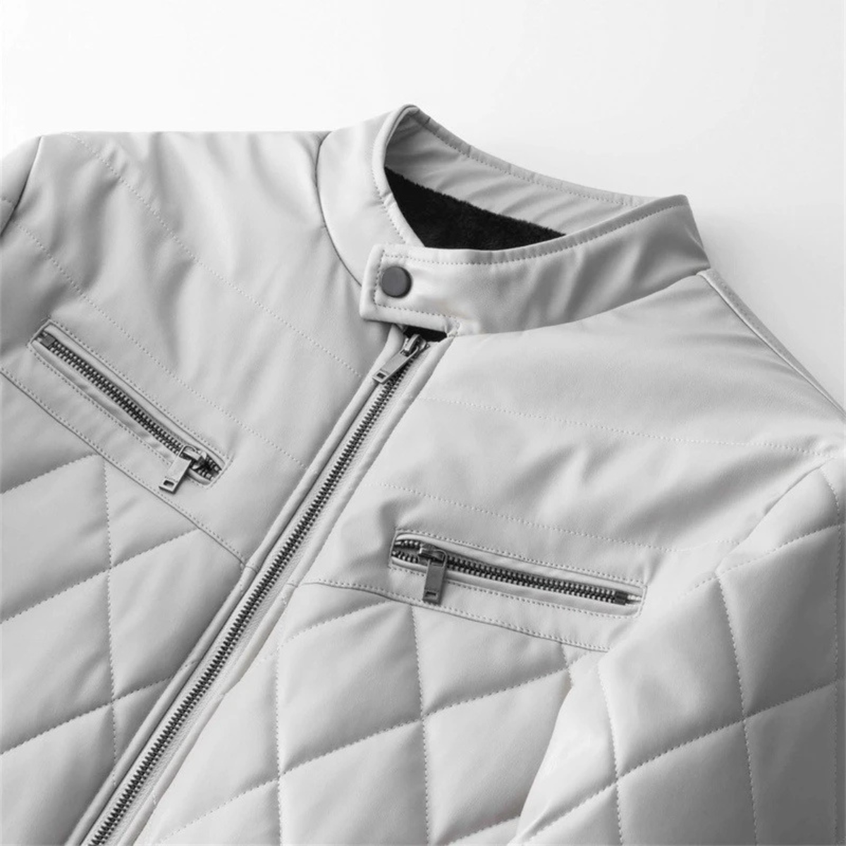 The Hampton - Herr Kviltade Läder Bikerjacka