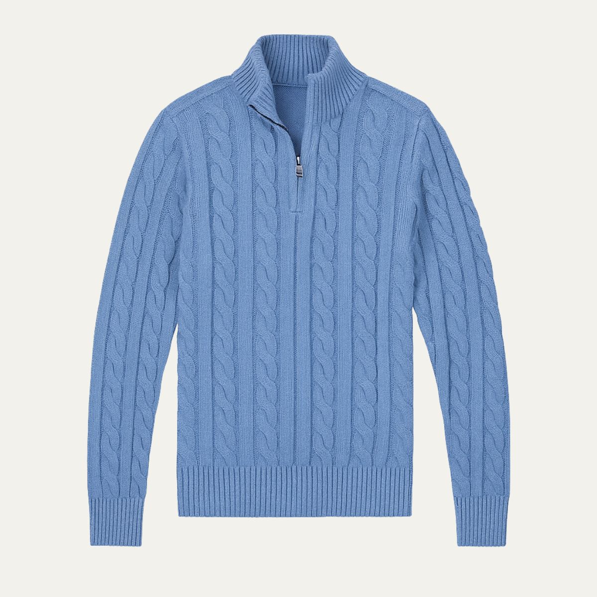Herrens pull-over Genève Old Money i merinoull med halv-zip, tidlös elegans