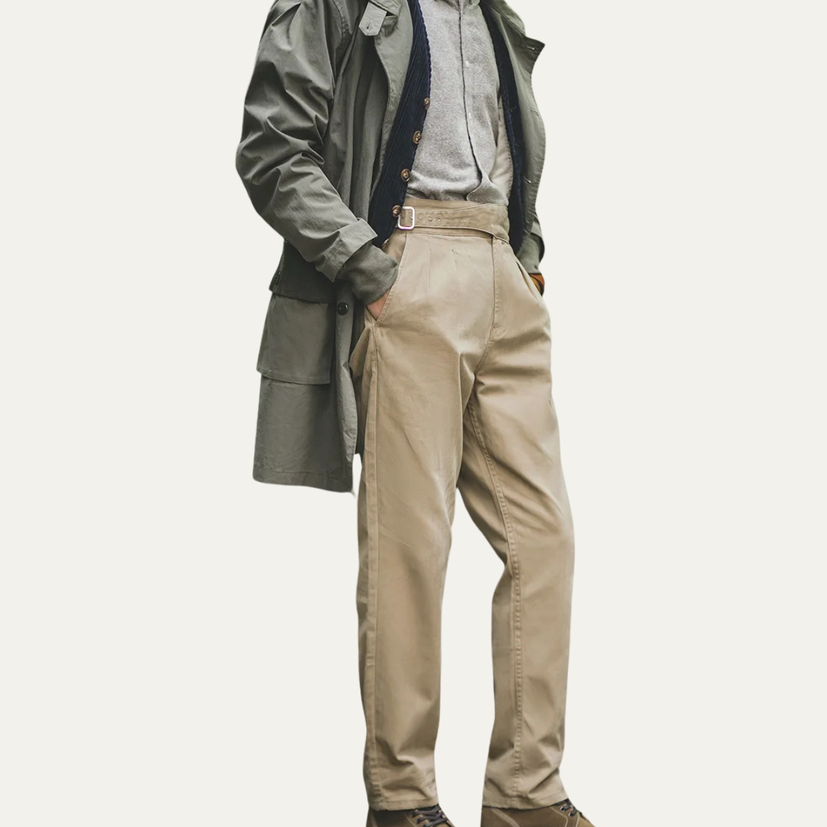 The Como Lago - Herr Vintage Högmidjade Cargo Gurkha Byxor