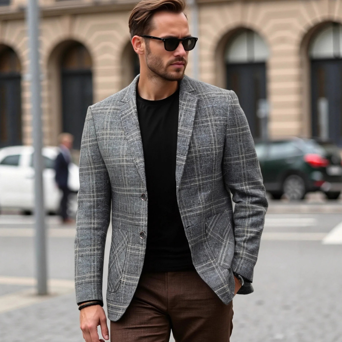 The Merrifield - Herr Smart Casual Rutig Lätt Slim Fit Blazer