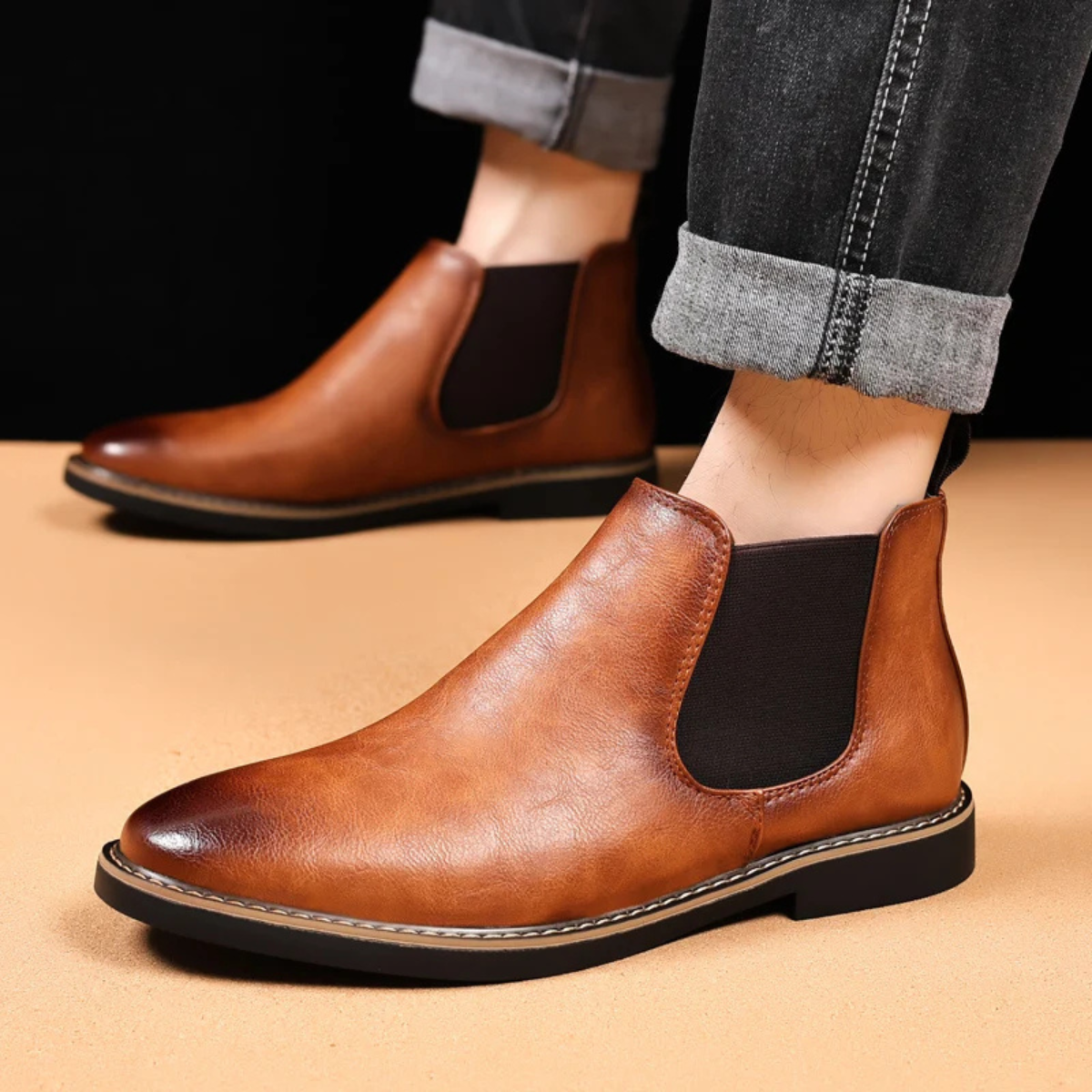 The Bradford - Herr Casual Slip On Ankel Läder Chelsea Stövlar