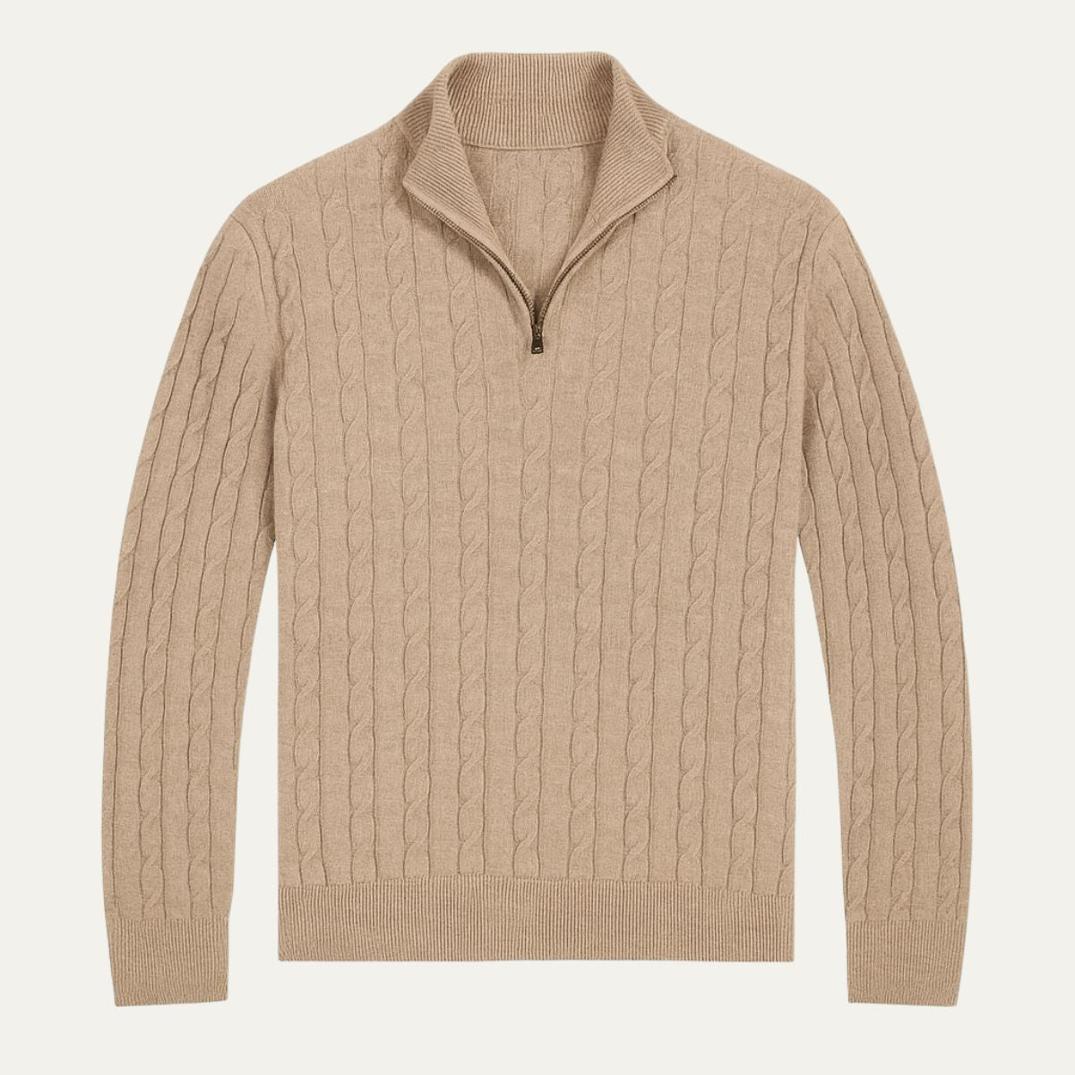 Pull-over i ribbstickad kvalitet med blixtlås St. Moritz för herrar - Elegant klassisk stil