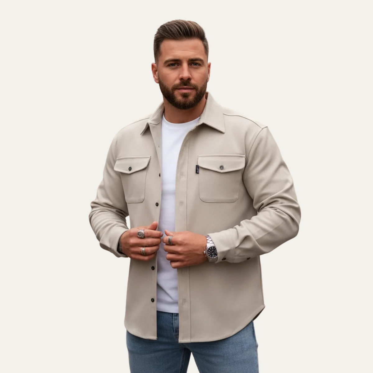 The Crossfield - Herrmodern Knapp-up Bomullsblandning Skjorta