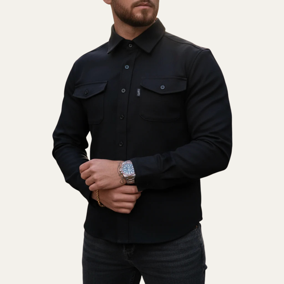 The Crossfield - Herrmodern Knapp-up Bomullsblandning Skjorta