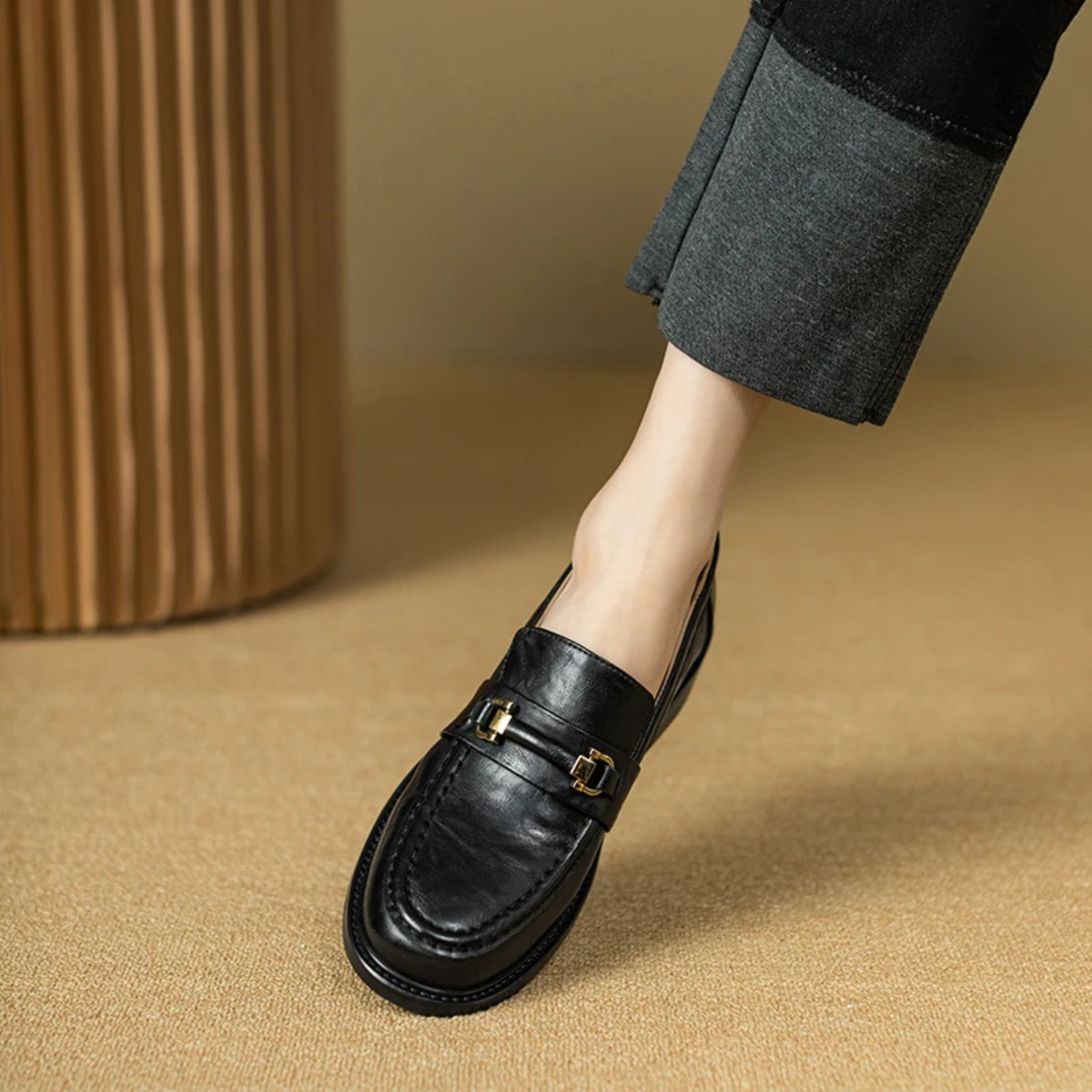 The Montepulciano - Herrklassiska Slip On Läder Loafers med Metallspänne