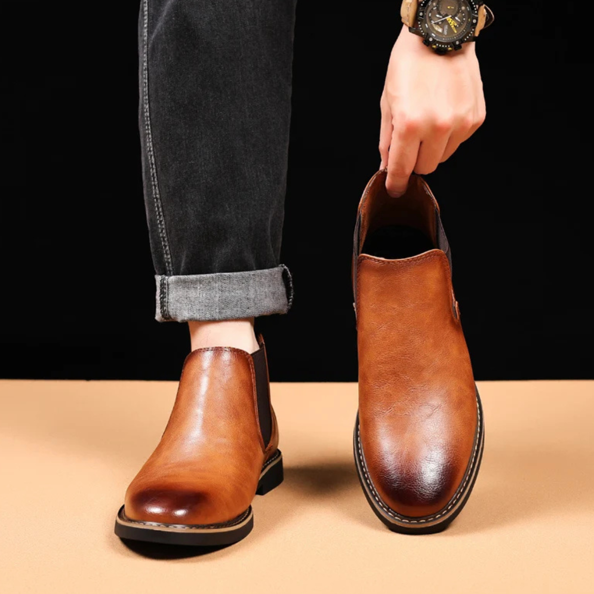 The Bradford - Herr Casual Slip On Ankel Läder Chelsea Stövlar
