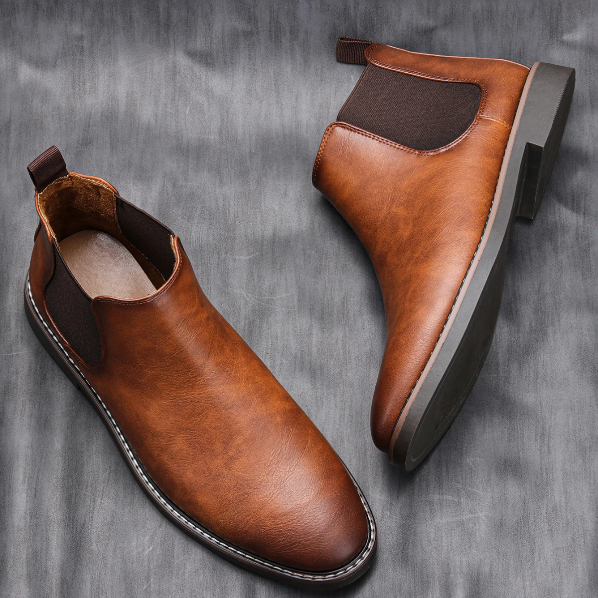 The Montalcino - Herrarnas Bruna Klassiska Läder Slip-On Chelsea Stövlar
